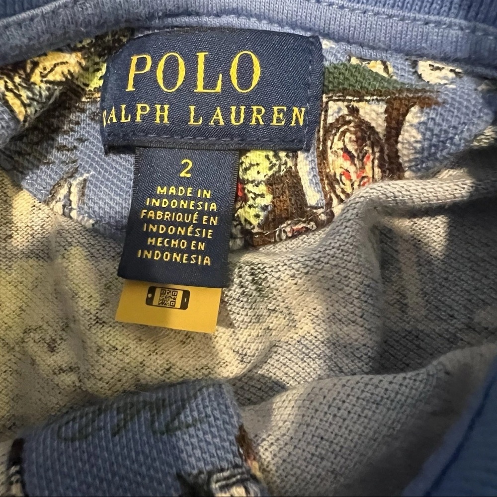 Polo Ralph Lauren Boys Size 2 Polo Bear Short Sleeve Blue Polo Vacation Paris - Picture 5 of 7